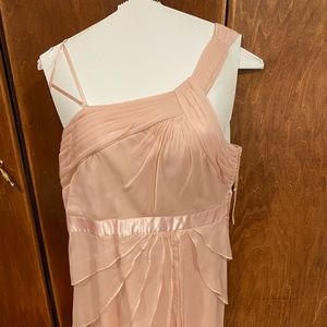 One-shoulder Chiffon & Satin Midi Dress